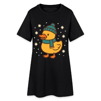Drôle de Noël canard hiver vacances joie - Robe T-shirt Femme - noir - Devant