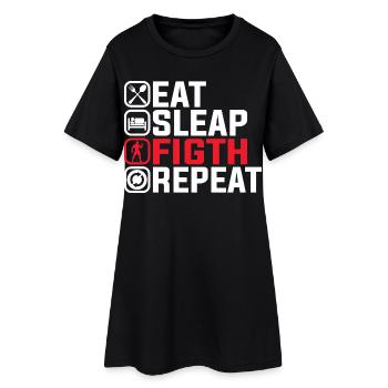 Manger Dormir Combattre Répéter - Conception de combattant MMA - Robe T-shirt Femme - noir - Devant