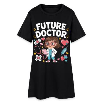 Zukünftige Doktorin Cartoon - Frauen T-Shirt-Kleid - Schwarz - Vorne