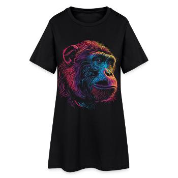 Neon Psychedelischer Affe - Frauen T-Shirt-Kleid - Schwarz - Vorne