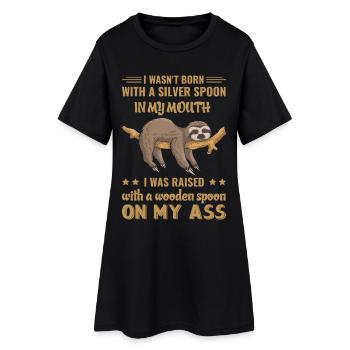 Paresseux Drôle de dicton - Robe T-shirt Femme - noir - Devant