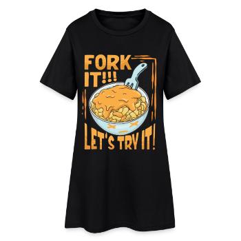 Macaroni au fromage Fourchette It - Robe T-shirt Femme - noir - Devant