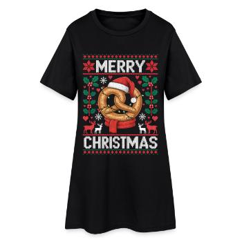 Bretzel Geschenk Weihnachten Lustig Ugly Christmas - Frauen T-Shirt-Kleid - Schwarz - Vorne