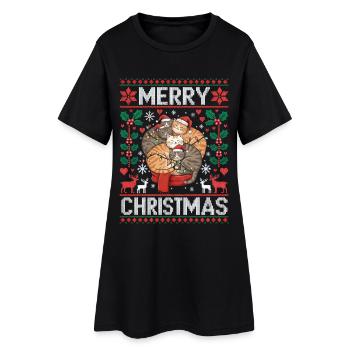 Chats, Confort, Noël, Doux, Mignon - Robe T-shirt Femme - noir - Devant