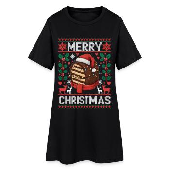 Chien froid Noël Drôle Moche Noël - Robe T-shirt Femme - noir - Devant