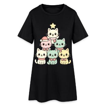Arbre de Noël pour chats – Chats de Noël mignons - Robe T-shirt Femme - noir - Devant