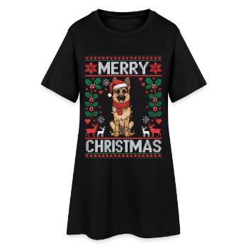 Deutscher Schäferhund Weihnachten Geschenk Xmas - Frauen T-Shirt-Kleid - Schwarz - Vorne