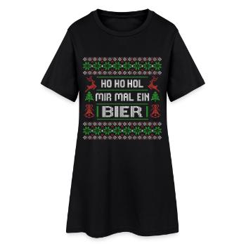 Ho, Ho, Hol mir mal ein Bier - ugly christmas - Women’s T-Shirt Dress - black - Front