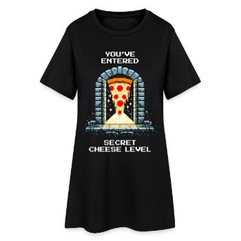 Entrez dans le niveau Secret Cheese | Pizza Dungeon Gag - Robe T-shirt Femme - noir - Devant