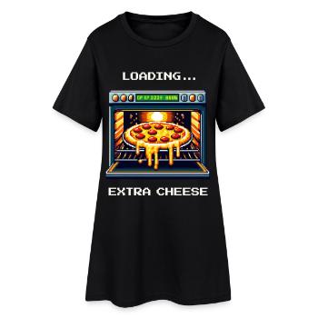 Chargement... Extra Fromage | Pizza Gaming Humour - Robe T-shirt Femme - noir - Devant