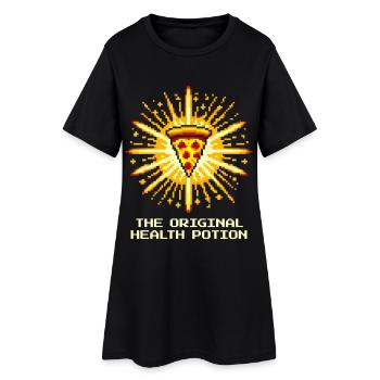 Originaler Heiltrank: Pizza | Gaming Food Humor - Frauen T-Shirt-Kleid - Schwarz - Vorne