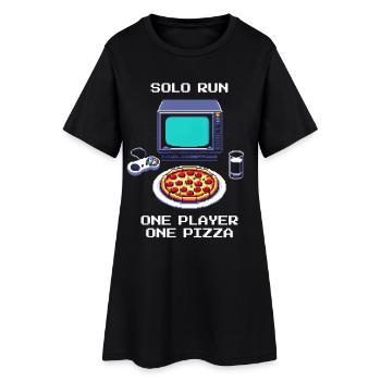 Solo Run: Ein Spieler, eine Pizza | Singleplayer - Frauen T-Shirt-Kleid - Schwarz - Vorne
