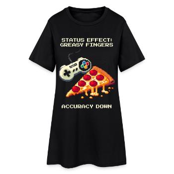 Effet de statut : Doigts gras | Pizza Aim Humour - Robe T-shirt Femme - noir - Devant