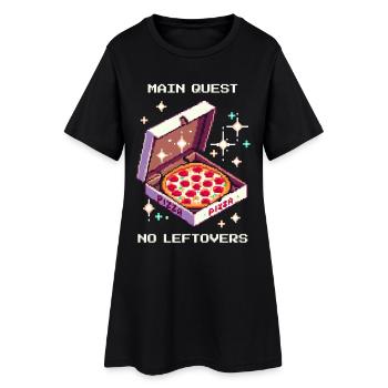 Quête principale : Pas de restes | Pizza RPG Humour - Robe T-shirt Femme - noir - Devant