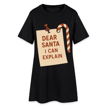 Cher Père Noël, je peux expliquer Noël drôle - Robe T-shirt Femme - noir - Devant