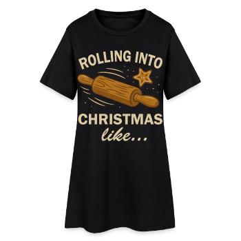 Noël Noël Boulangerie Pâte à rouler et biscuit - Robe T-shirt Femme - noir - Devant
