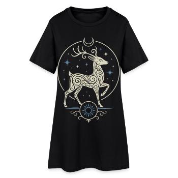Cerf de Noël celtique avec soleil et lune - Robe T-shirt Femme - noir - Devant