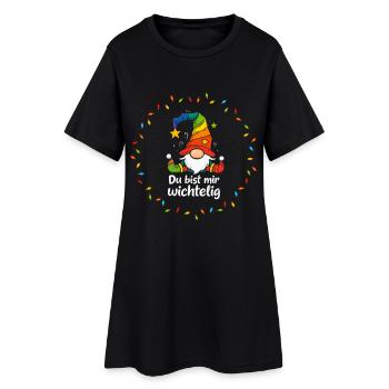 Wichtel Weihnachten Liebe - Frauen T-Shirt-Kleid - Schwarz - Vorne