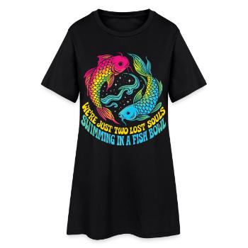 Deux âmes perdues - Poisson Koi Retro - Robe T-shirt Femme - noir - Devant
