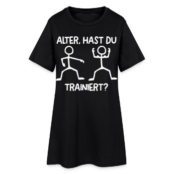 Strichmännchen HAST DU TRAINIERT Lustiges - Frauen T-Shirt-Kleid - Schwarz - Vorne