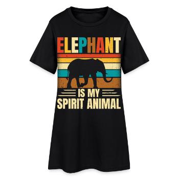 Elefant - Frauen T-Shirt-Kleid - Schwarz - Vorne