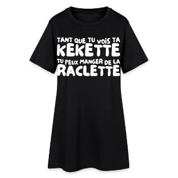Raclette Humour Beauf Fromage Cadeau Drôle Hiver - Robe T-shirt Femme - noir - Devant