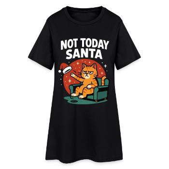 Drôle de chat pas aujourd’hui Père Noël Humour - Robe T-shirt Femme - noir - Devant