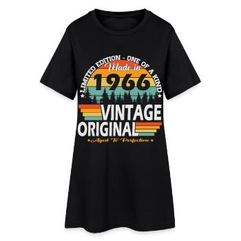 1966 Jahrgang geboren Retro Geburtstag Geschenk - Frauen T-Shirt-Kleid - Schwarz - Vorne
