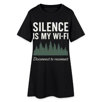 Silence is my Wi-Fi : Motif de la nature avec des arbres - Robe T-shirt Femme - noir - Devant
