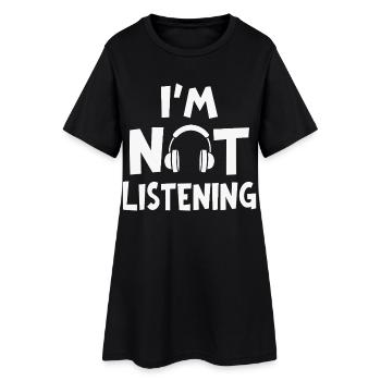 I'm Not Listening Musik Kopfhörer Spruch - Frauen T-Shirt-Kleid - Schwarz - Vorne