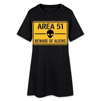 Drôle Méfiez-vous des extraterrestres Zone 51 OVNI - Robe T-shirt Femme - noir - Devant