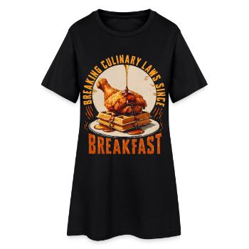Chicken With Waffles Breaking Culinary Laws - Women’s T-Shirt Dress - black - Front