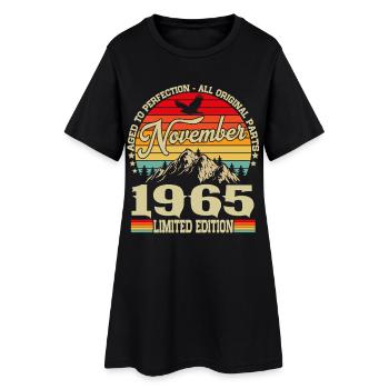 Vintage November 1965 Jahrgang Retro Geburtstag - Frauen T-Shirt-Kleid - Schwarz - Vorne