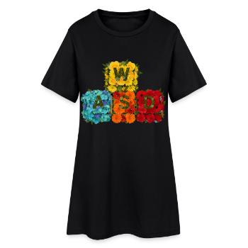 WASD Gaming Gamer Süß Niedlich Geschenk - Frauen T-Shirt-Kleid - Schwarz - Vorne