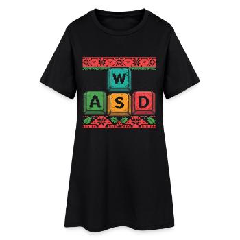 WASD Gaming Weihnachten - Frauen T-Shirt-Kleid - Schwarz - Vorne
