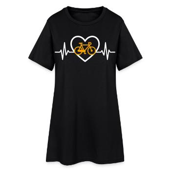 Cyclisme Cœur Vélo Sport Passion Route - Robe T-shirt Femme - noir - Devant