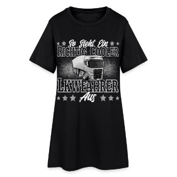 Lkw Fahrer - Frauen T-Shirt-Kleid - Schwarz - Vorne