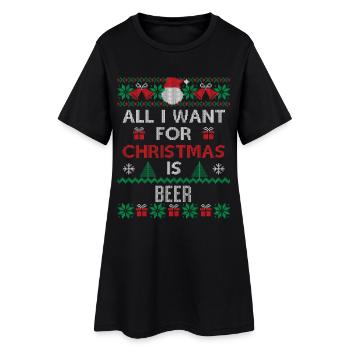 All I Want For Christmas Is Beer Humour Noël Drôle - Robe T-shirt Femme - noir - Devant