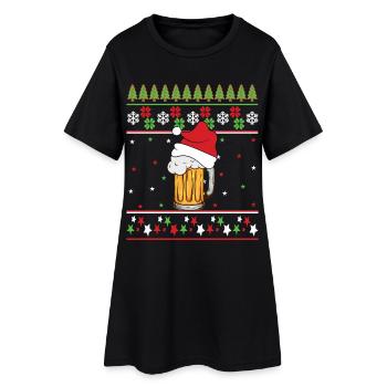 Bière de Noël Pull Moche idée Cadeau Humour Drôle - Robe T-shirt Femme - noir - Devant