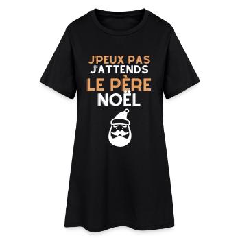 I Can't I'm Waiting for Santa Claus - Humorvolles Geschenk - Frauen T-Shirt-Kleid - Schwarz - Vorne