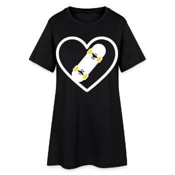 Skateboard Coeur Street Sport Passion - Robe T-shirt Femme - noir - Devant