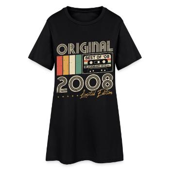 Original 2008 Vintage Vintage Anniversaire Rétro - Robe T-shirt Femme - noir - Devant