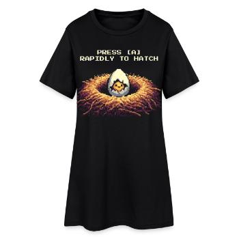 Press A to hatch | Gamer Chicken Joke - Women’s T-Shirt Dress - black - Front