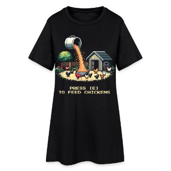 Appuyez sur E pour alimenter | Joueur de ferme - Robe T-shirt Femme - noir - Devant
