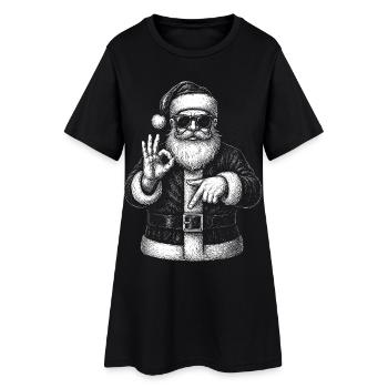 Santa six seven characters Black White - Women’s T-Shirt Dress - black - Front