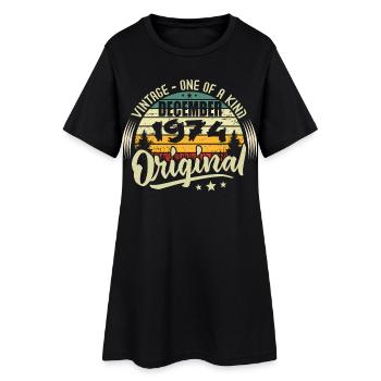 Dezember 1974 - Authentischer Jahrgang Dezember 1974 - Frauen T-Shirt-Kleid - Schwarz - Vorne