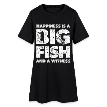 Gros Poissons Bonheur - Robe T-shirt Femme - noir - Devant