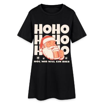 Ho Ho Hol mir mal ein Bier lustiger Weihnachtsmann - Frauen T-Shirt-Kleid - Schwarz - Vorne