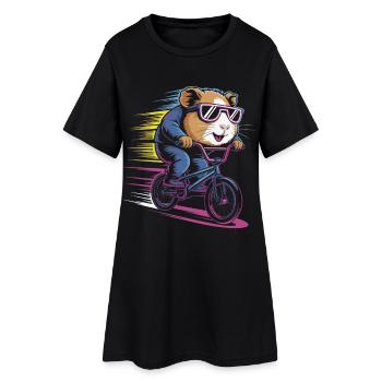 Cycliste hamster en rage - Robe T-shirt Femme - noir - Devant