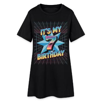 Cadeau d’anniversaire 7 dans le style cool des années 80 - Robe T-shirt Femme - noir - Devant